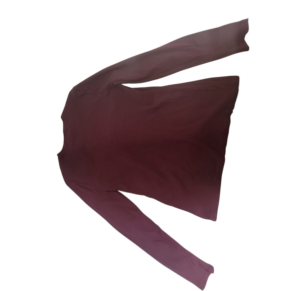 Vintage Lauren Ralph Lauren Womens (L) Burgundy Ribbed Ruffle Neck Lg Sleeve Top - Picture 6 of 6